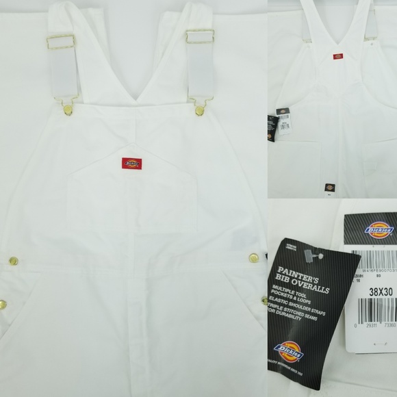 dickies white painters bib overalls